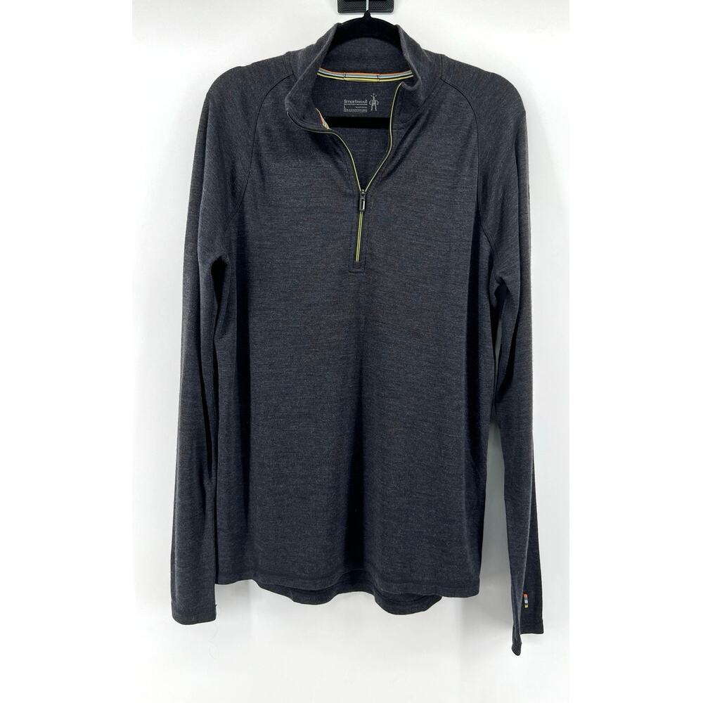 Smartwool Men's 1/4 Zip Pullover Sweater Size L Gray Gorpcore Hiking